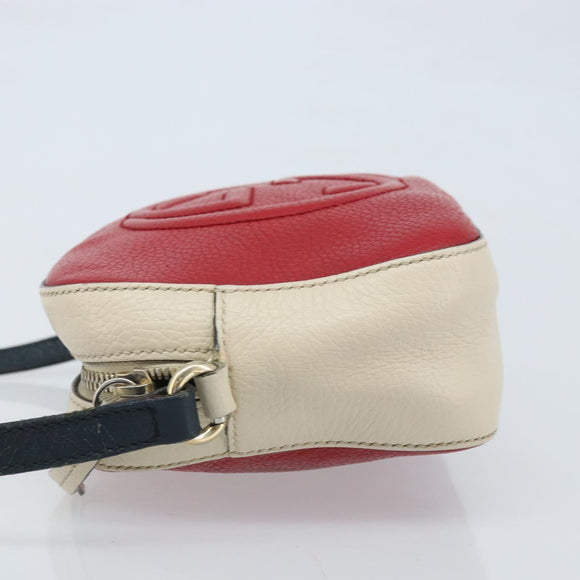 GUCCI Shoulder Bag Leather Red Gold 431567 Auth ka2941