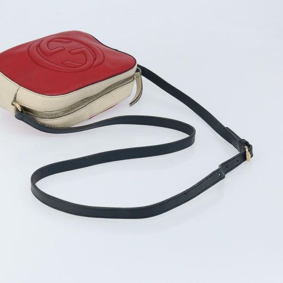 GUCCI Shoulder Bag Leather Red Gold 431567 Auth ka2941