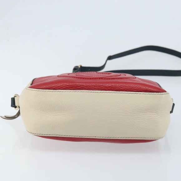 GUCCI Shoulder Bag Leather Red Gold 431567 Auth ka2941
