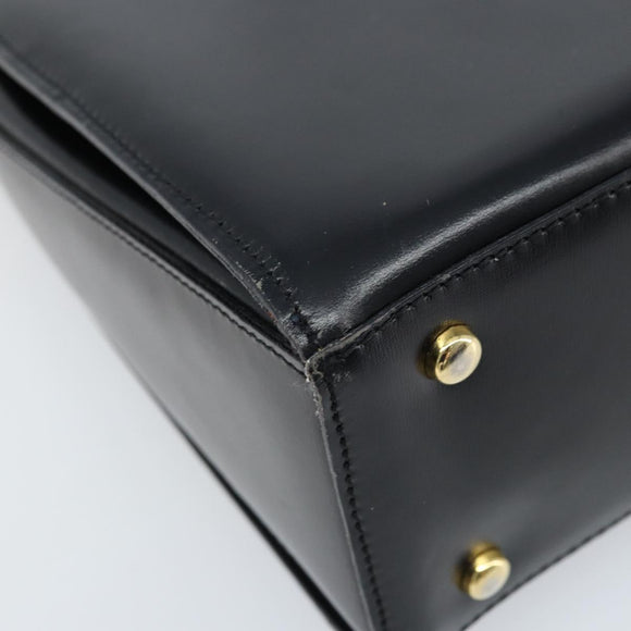 CELINE Shoulder Bag Leather Black Gold Auth ka2942