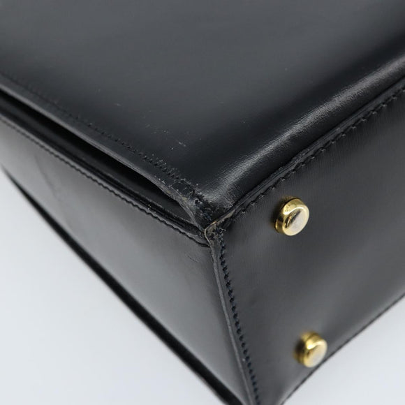 CELINE Shoulder Bag Leather Black Gold Auth ka2942
