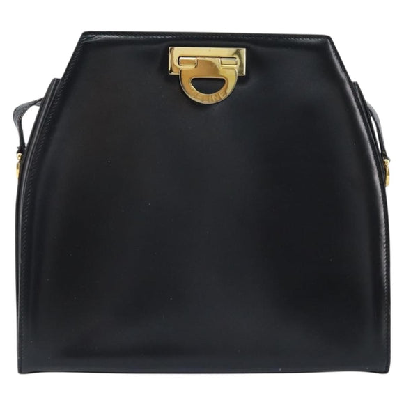 CELINE Shoulder Bag Leather Black Gold Auth ka2942