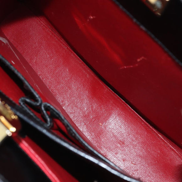 CELINE Shoulder Bag Leather Black Gold Auth ka2942