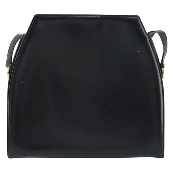 CELINE Shoulder Bag Leather Black Gold Auth ka2942