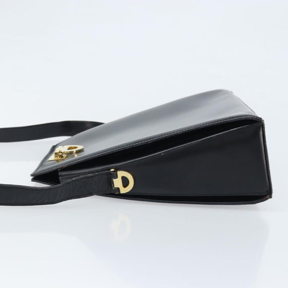 CELINE Shoulder Bag Leather Black Gold Auth ka2942