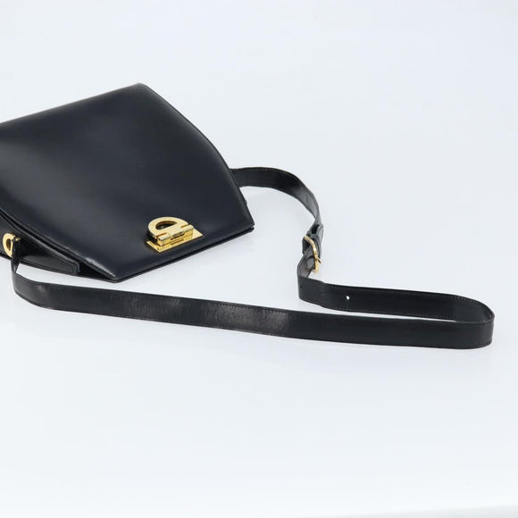 CELINE Shoulder Bag Leather Black Gold Auth ka2942