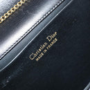 Christian Dior Chain Shoulder Bag Leather Black Gold Auth ka2947A-18