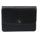 Christian Dior Chain Shoulder Bag Leather Black Gold Auth ka2947A-13