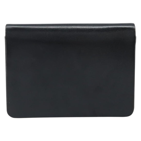 Christian Dior Chain Shoulder Bag Leather Black Gold Auth ka2947A
