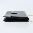Christian Dior Chain Shoulder Bag Leather Black Gold Auth ka2947A-3