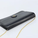 Christian Dior Chain Shoulder Bag Leather Black Gold Auth ka2947A-6