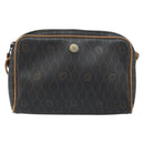 Christian Dior Honeycomb Canvas Shoulder Bag PVC Black Gold Auth ka2948-13