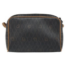 Christian Dior Honeycomb Canvas Shoulder Bag PVC Black Gold Auth ka2948-2