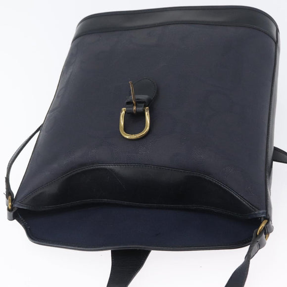 Christian Dior Trotter Canvas Shoulder Bag Navy Gold Auth ka2955