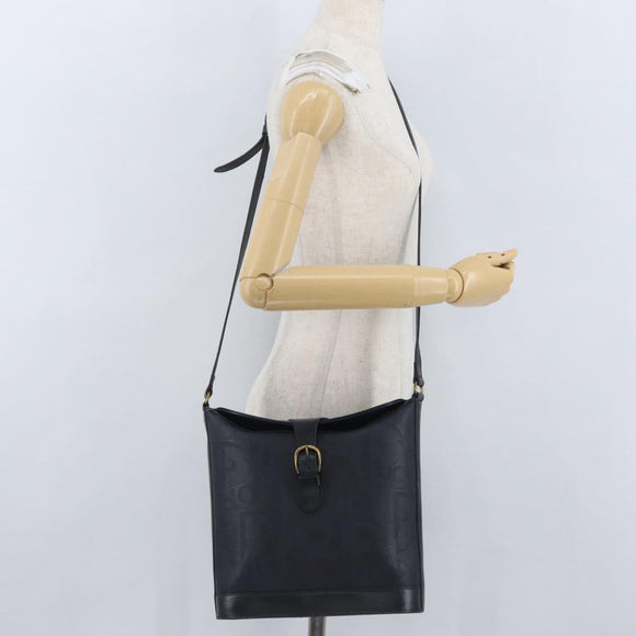 Christian Dior Trotter Canvas Shoulder Bag Navy Gold Auth ka2955