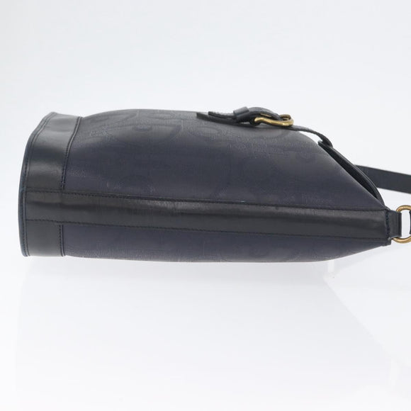 Christian Dior Trotter Canvas Shoulder Bag Navy Gold Auth ka2955