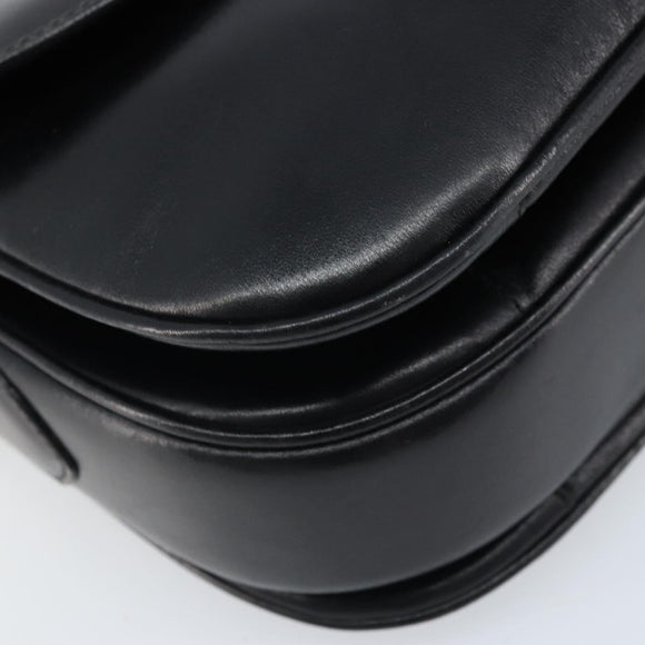 CELINE Horse Carriage Shoulder Bag Leather Black Gold Auth ka2957