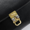CELINE Horse Carriage Shoulder Bag Leather Black Gold Auth ka2957-14