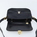 CELINE Horse Carriage Shoulder Bag Leather Black Gold Auth ka2957-15
