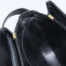 CELINE Horse Carriage Shoulder Bag Leather Black Gold Auth ka2957-18