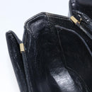 CELINE Horse Carriage Shoulder Bag Leather Black Gold Auth ka2957-19