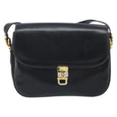 CELINE Horse Carriage Shoulder Bag Leather Black Gold Auth ka2957-2