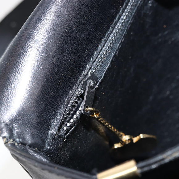 CELINE Horse Carriage Shoulder Bag Leather Black Gold Auth ka2957