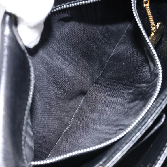 CELINE Horse Carriage Shoulder Bag Leather Black Gold Auth ka2957
