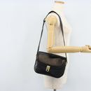 CELINE Horse Carriage Shoulder Bag Leather Black Gold Auth ka2957-24