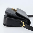 CELINE Horse Carriage Shoulder Bag Leather Black Gold Auth ka2957-4