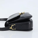 CELINE Horse Carriage Shoulder Bag Leather Black Gold Auth ka2957-5