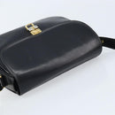 CELINE Horse Carriage Shoulder Bag Leather Black Gold Auth ka2957-6