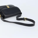 CELINE Horse Carriage Shoulder Bag Leather Black Gold Auth ka2957-7