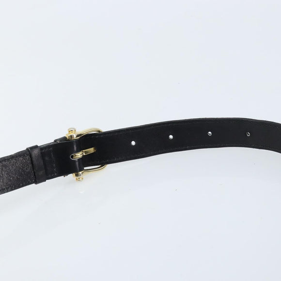 CELINE Horse Carriage Shoulder Bag Leather Black Gold Auth ka2957