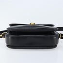CELINE Horse Carriage Shoulder Bag Leather Black Gold Auth ka2957-9