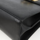 Salvatore Ferragamo Gancini Hand Bag Leather Black Gold Auth ka2959-9