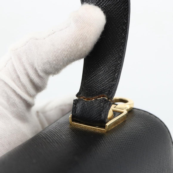 Salvatore Ferragamo Gancini Hand Bag Leather Black Gold Auth ka2959