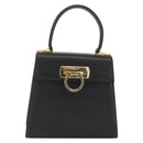 Salvatore Ferragamo Gancini Hand Bag Leather Black Gold Auth ka2959-13