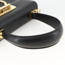 Salvatore Ferragamo Gancini Hand Bag Leather Black Gold Auth ka2959-7