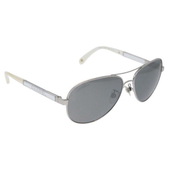 CHANEL Sunglasses metal Silver CC Auth ka2965