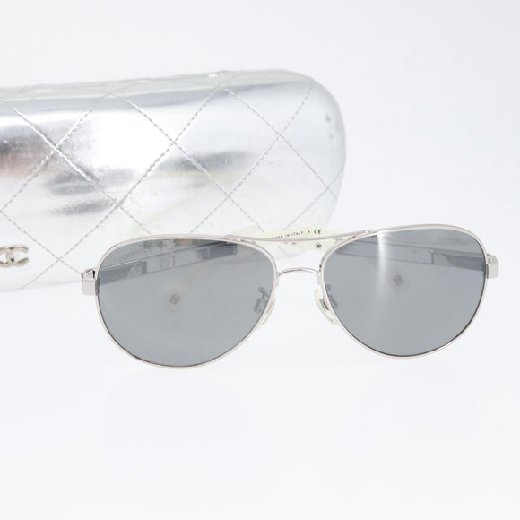 CHANEL Sunglasses metal Silver CC Auth ka2965