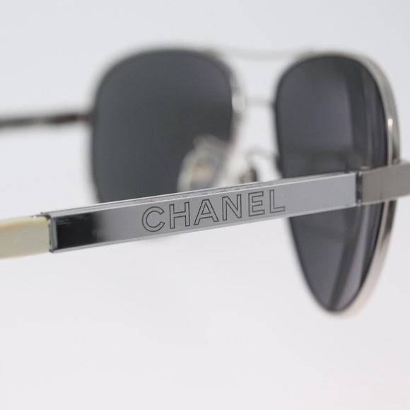 CHANEL Sunglasses metal Silver CC Auth ka2965