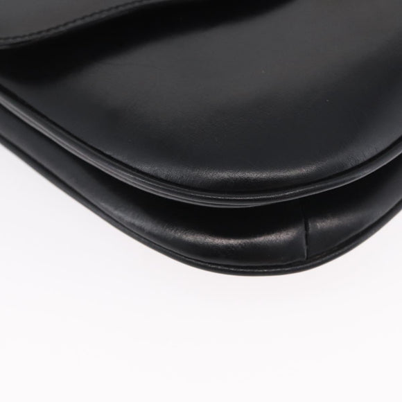 CELINE Shoulder Bag Leather Black Gold Auth ka2969