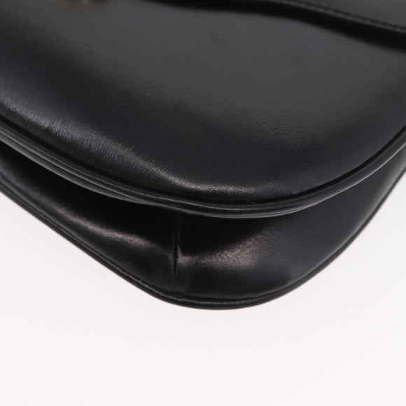 CELINE Shoulder Bag Leather Black Gold Auth ka2969