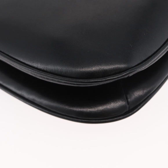CELINE Shoulder Bag Leather Black Gold Auth ka2969