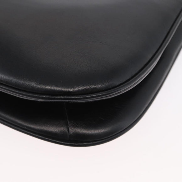 CELINE Shoulder Bag Leather Black Gold Auth ka2969