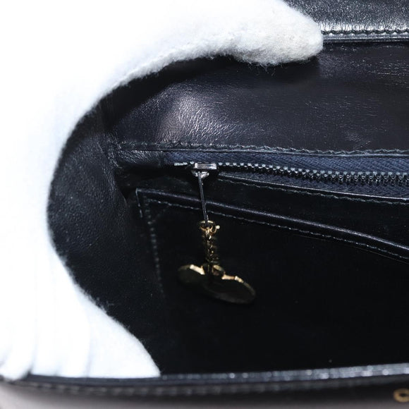 CELINE Shoulder Bag Leather Black Gold Auth ka2969