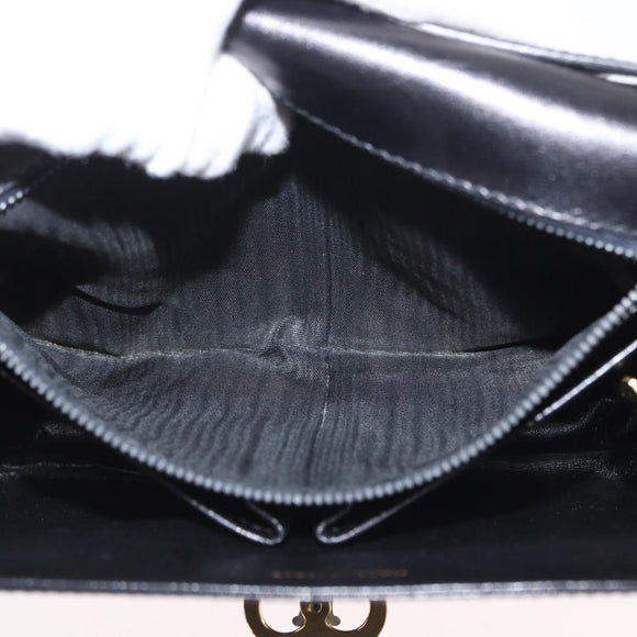 CELINE Shoulder Bag Leather Black Gold Auth ka2969