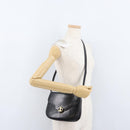 CELINE Shoulder Bag Leather Black Gold Auth ka2969-23