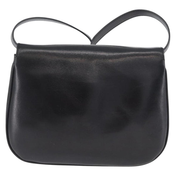 CELINE Shoulder Bag Leather Black Gold Auth ka2969